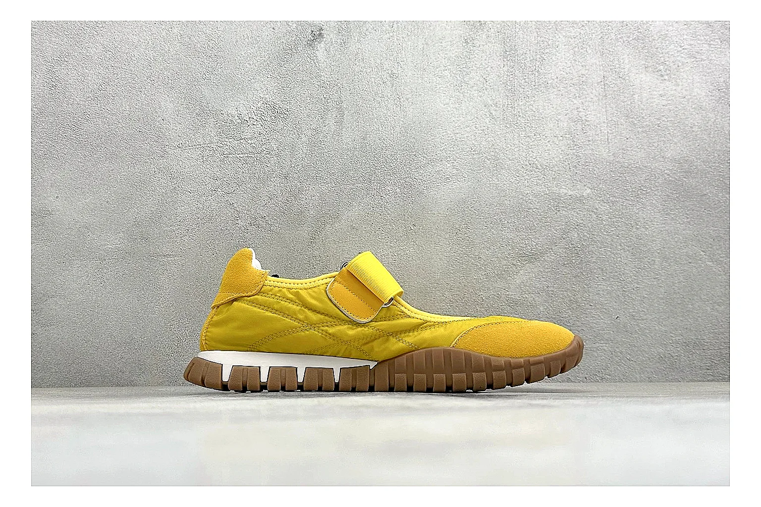 Miu Miu Tyre Yellow Mary Jane shopping brief photo showing yellow Mary Jane upper, strap closure, rugged Tyre outsole, and playful low-profile shape thumbnail 4