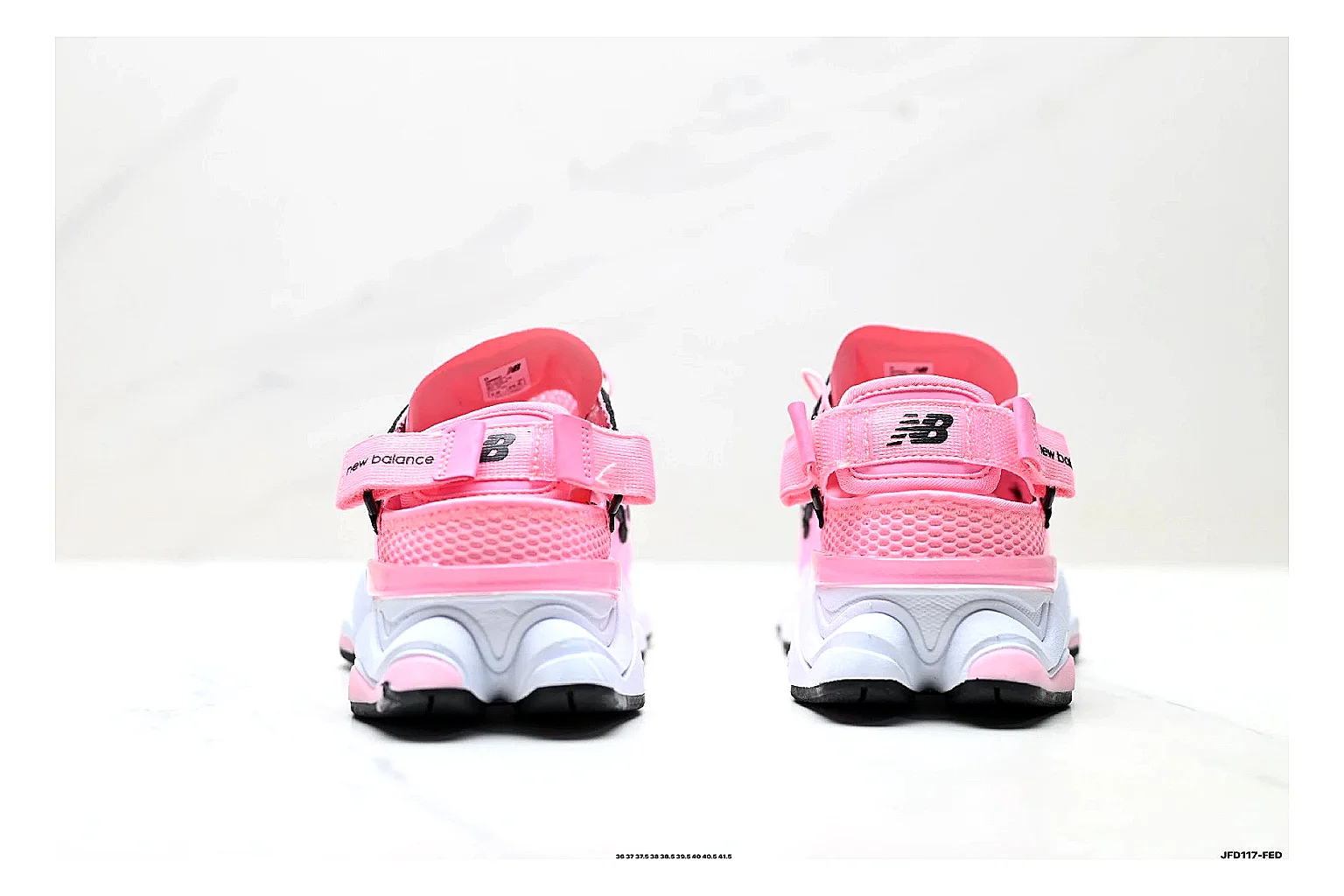 New Balance 9060 Pink Black Sneakers shopping brief image showing pink black chunky runner sneakers with mesh-leather texture, side-profile shape, upper panel lines, and outsole detail thumbnail 6