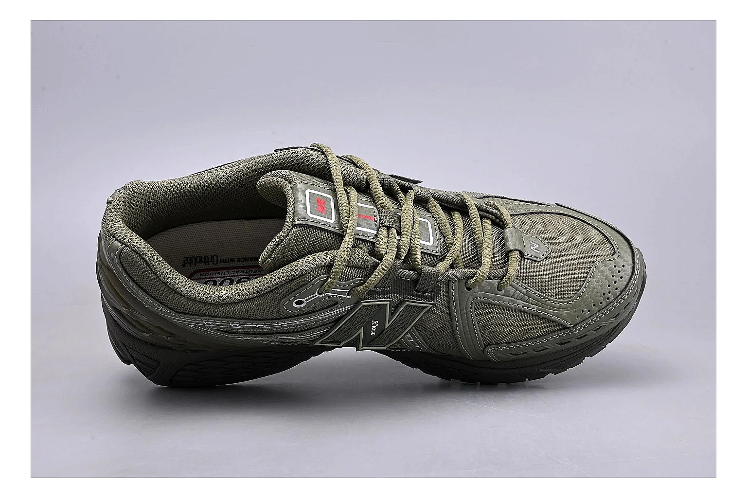 New Balance 1906R Olive Grey shopping brief image showing grey olive 1906r runner with mixed upper and runner shape thumbnail 5