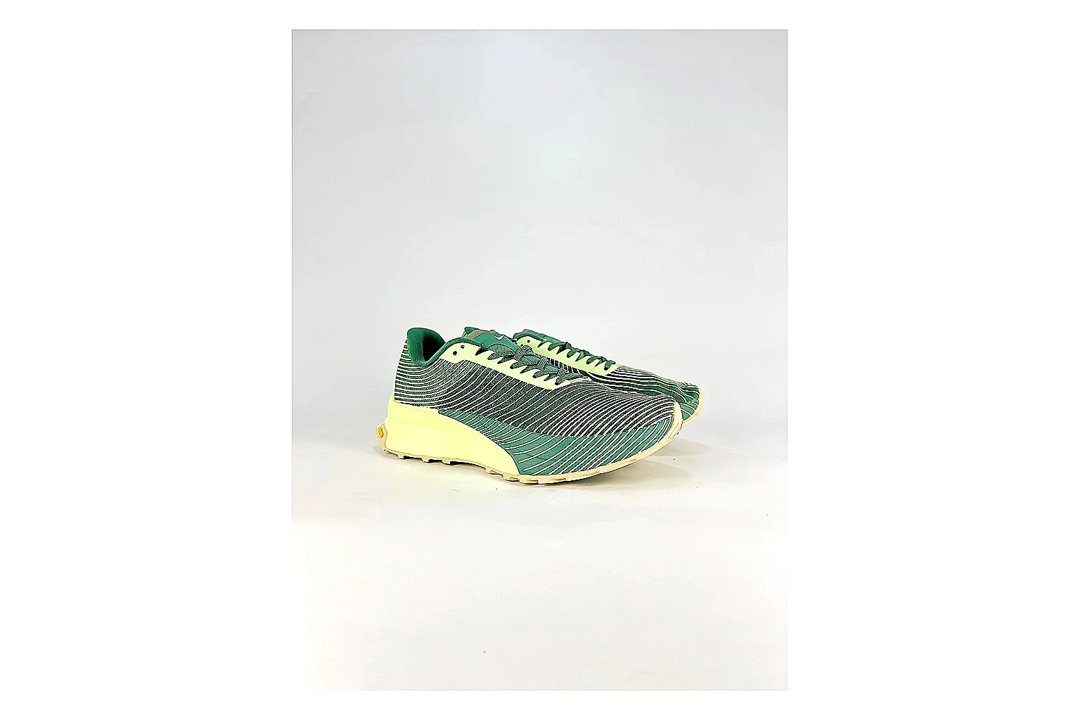 Nike ACG Ultra Green Lime Sneakers shopping brief image showing green lime outdoor sneakers with textile texture, side-profile shape, upper panel lines, and outsole detail thumbnail 4