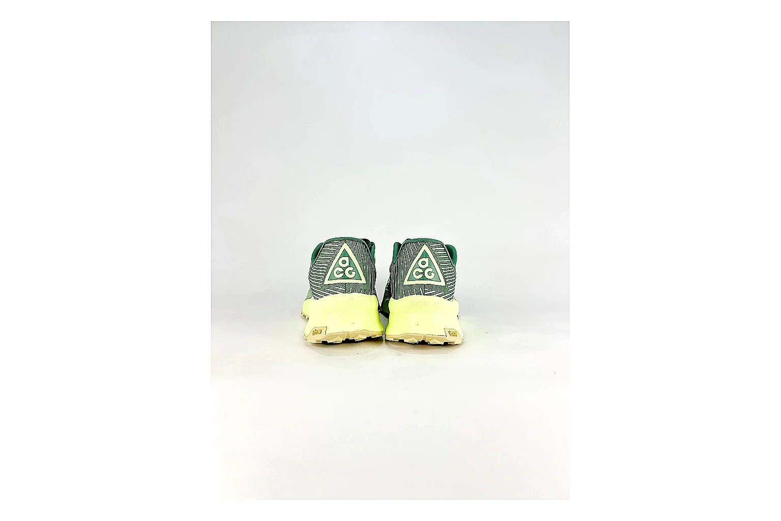 Nike ACG Ultra Green Lime Sneakers shopping brief image showing green lime outdoor sneakers with textile texture, side-profile shape, upper panel lines, and outsole detail thumbnail 6