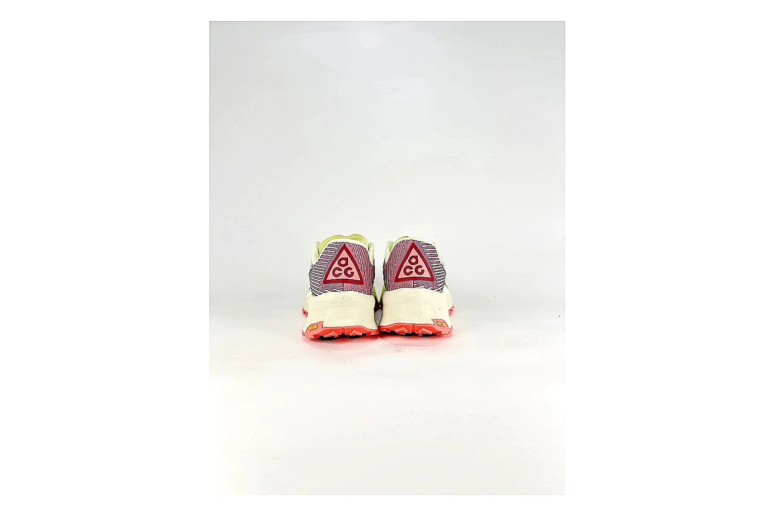 Nike ACG Ultra Lime Pink Sneakers shopping brief image showing lime pink outdoor sneakers with textile texture, side-profile shape, upper panel lines, and outsole detail thumbnail 6