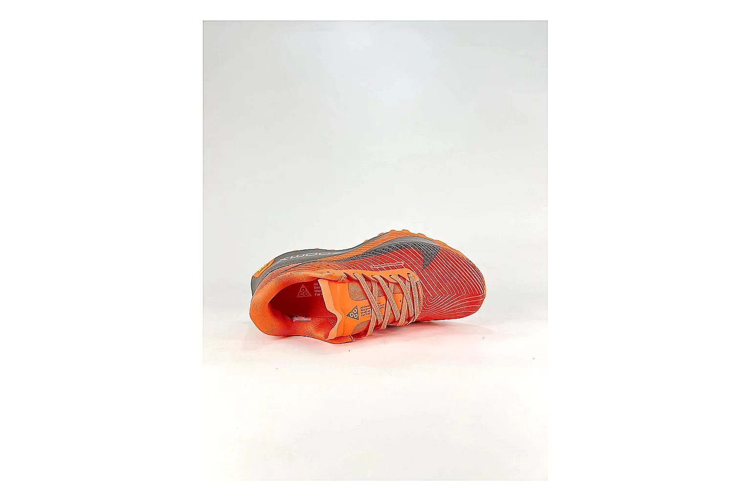 Nike ACG Ultra Orange Gray Sneakers shopping brief image showing orange gray outdoor sneakers with textile texture, side-profile shape, upper panel lines, and outsole detail thumbnail 5