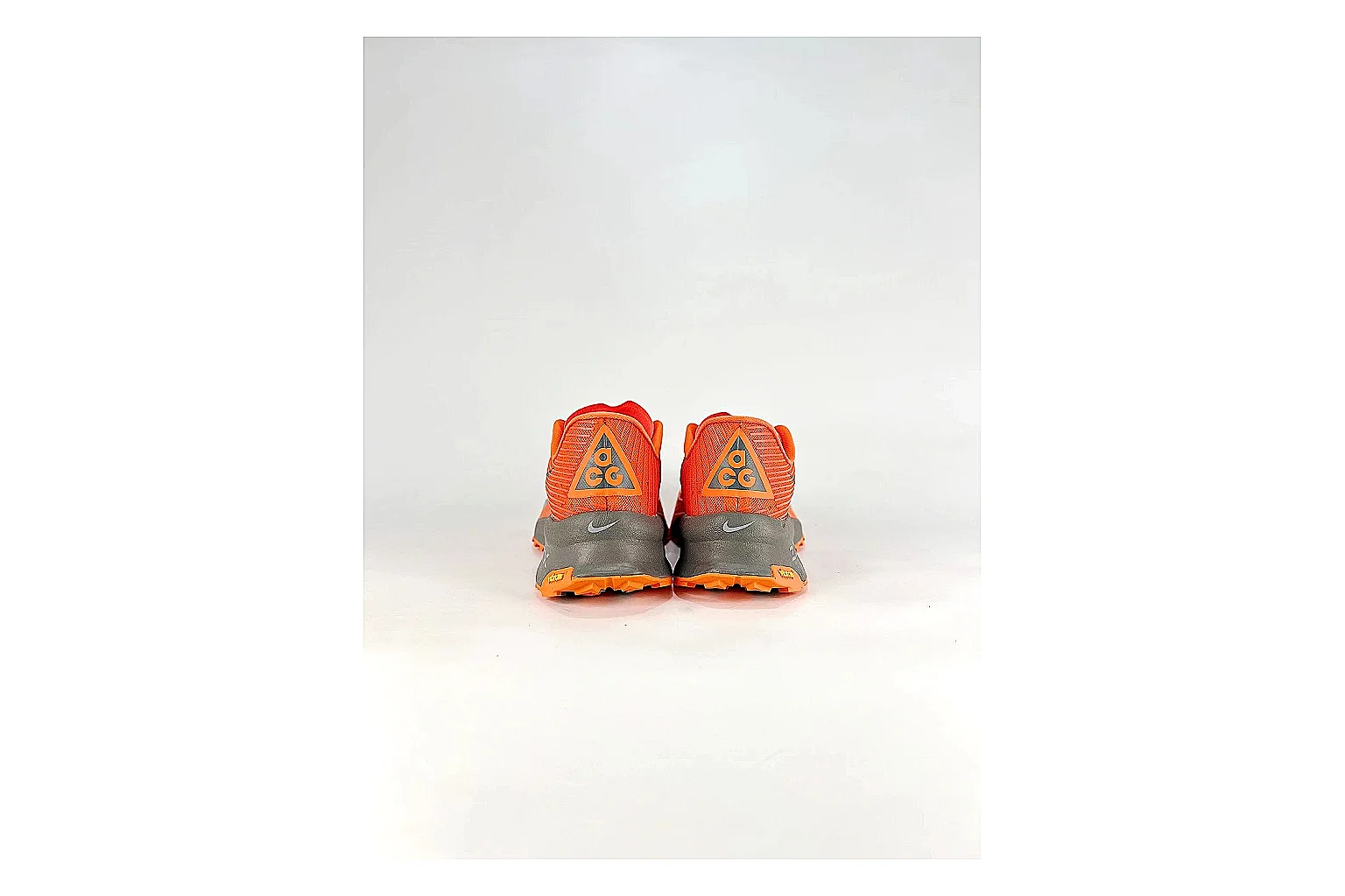 Nike ACG Ultra Orange Gray Sneakers shopping brief image showing orange gray outdoor sneakers with textile texture, side-profile shape, upper panel lines, and outsole detail thumbnail 6