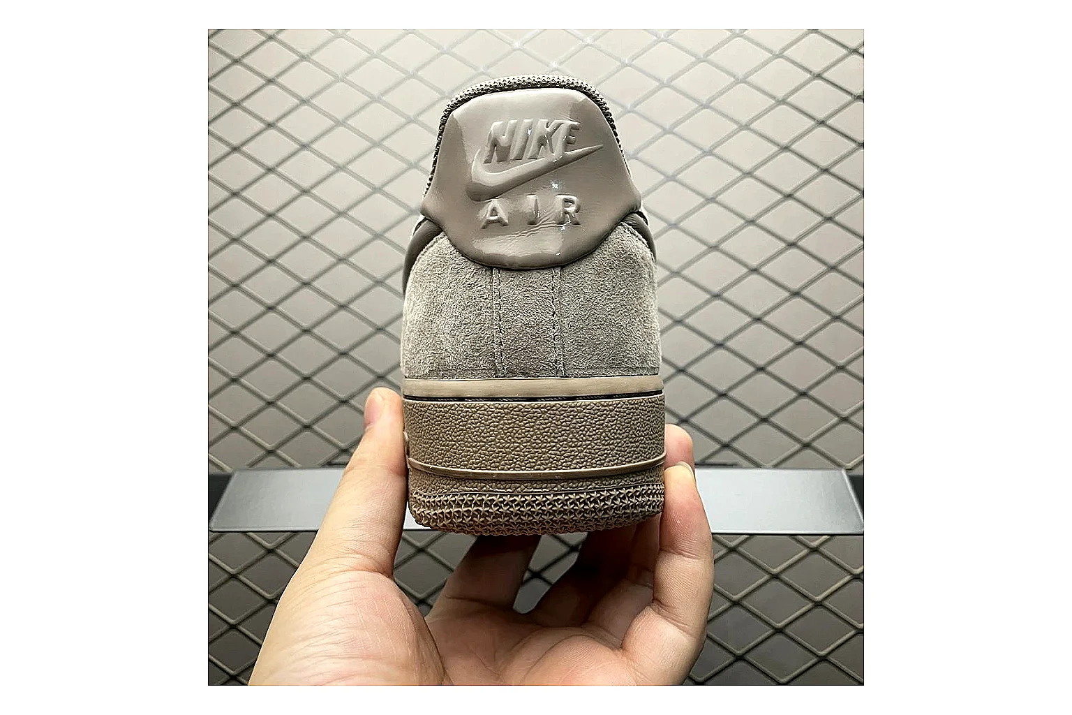 Nike Air Force 1 White Silver shopping brief image showing white silver air force 1 low-top with mixed upper and low top shape thumbnail 4
