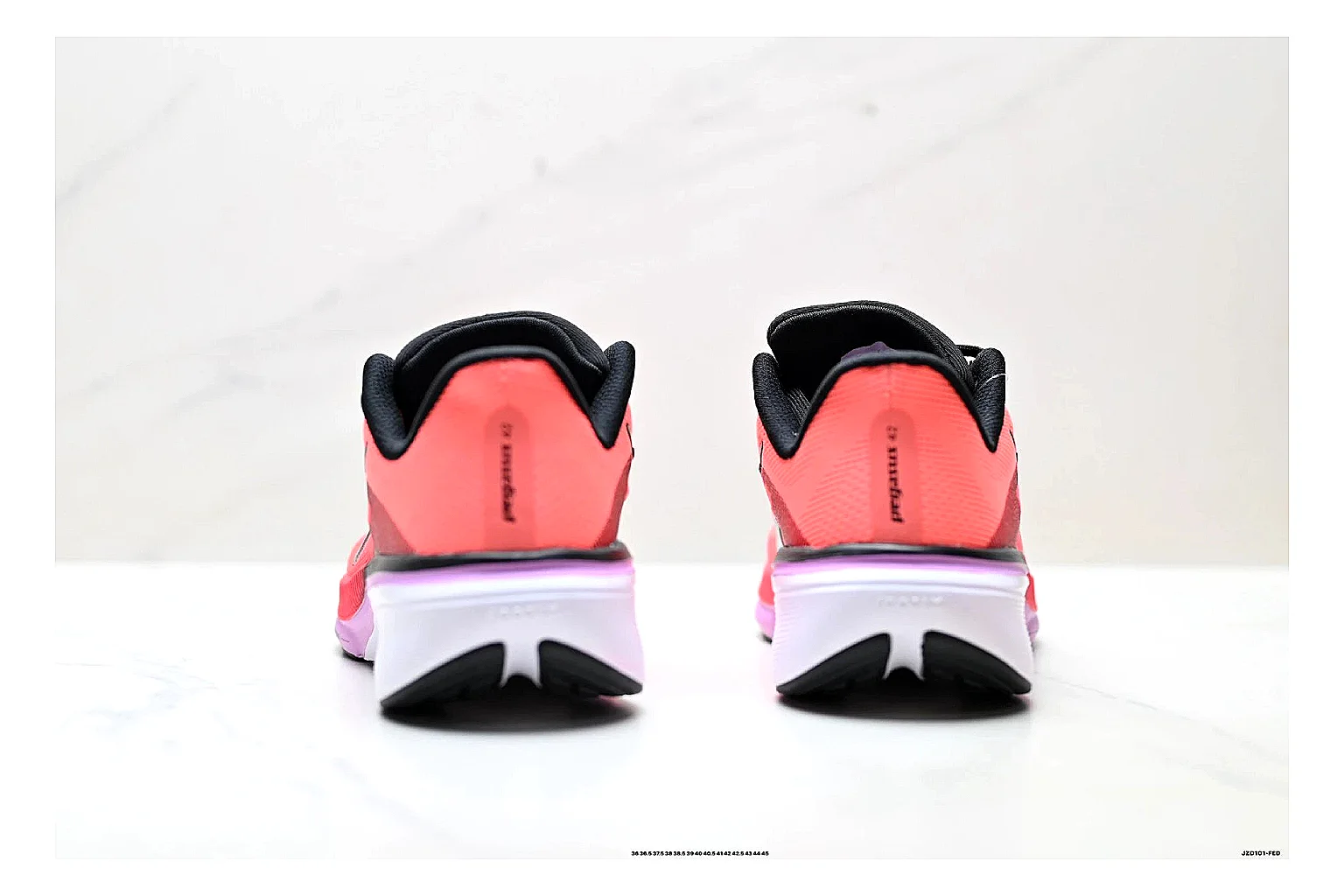 Nike Air Zoom Pegasus Pink Black Sneakers shopping brief image showing pink black running sneakers with mesh texture, side-profile shape, upper panel lines, and outsole detail thumbnail 6
