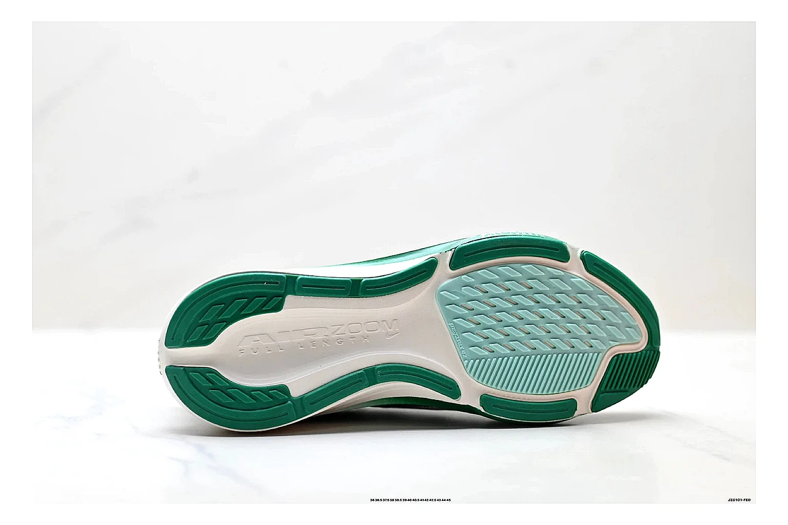 Nike Air Zoom Pegasus White Green Sneakers shopping brief image showing white green running sneakers with mesh texture, side-profile shape, upper panel lines, and outsole detail thumbnail 2