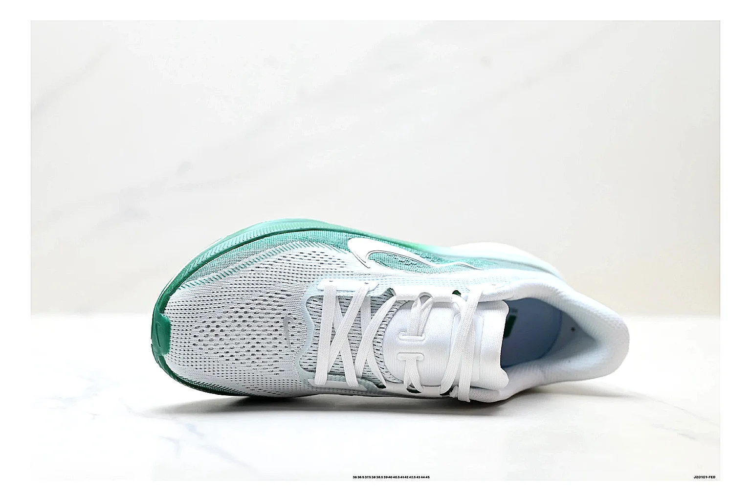 Nike Air Zoom Pegasus White Green Sneakers shopping brief image showing white green running sneakers with mesh texture, side-profile shape, upper panel lines, and outsole detail thumbnail 5