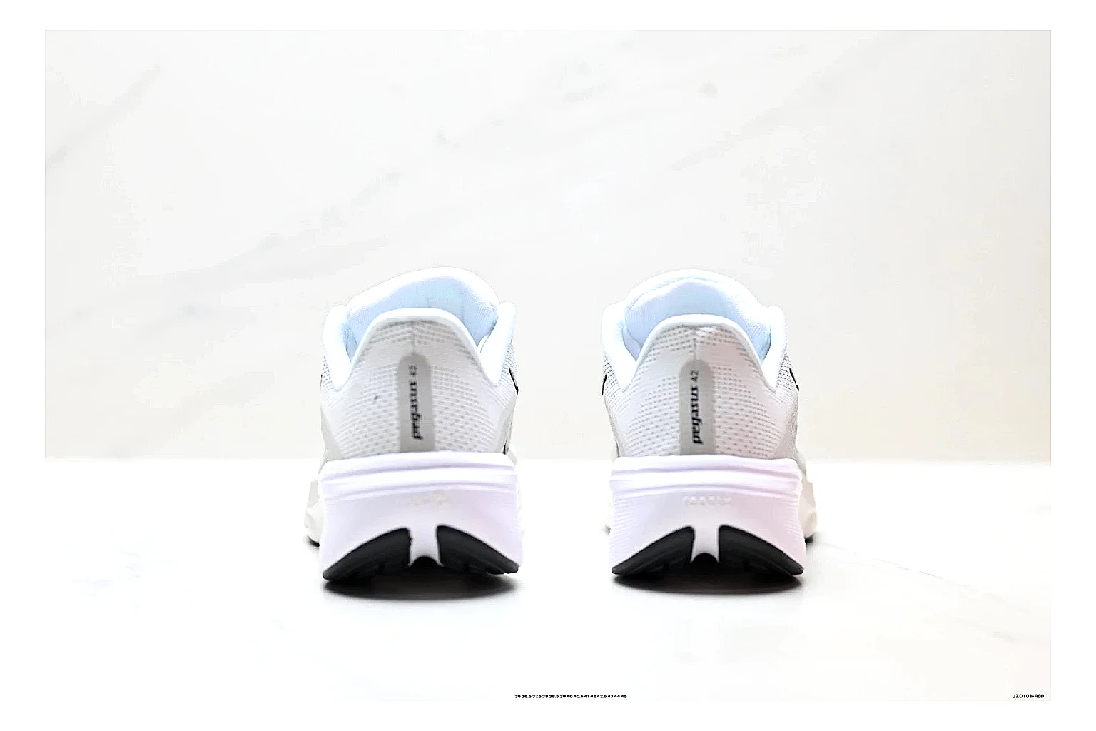 Nike Air Zoom Pegasus White Pink Sneakers shopping brief image showing white pink running sneakers with mesh texture, side-profile shape, upper panel lines, and outsole detail thumbnail 6