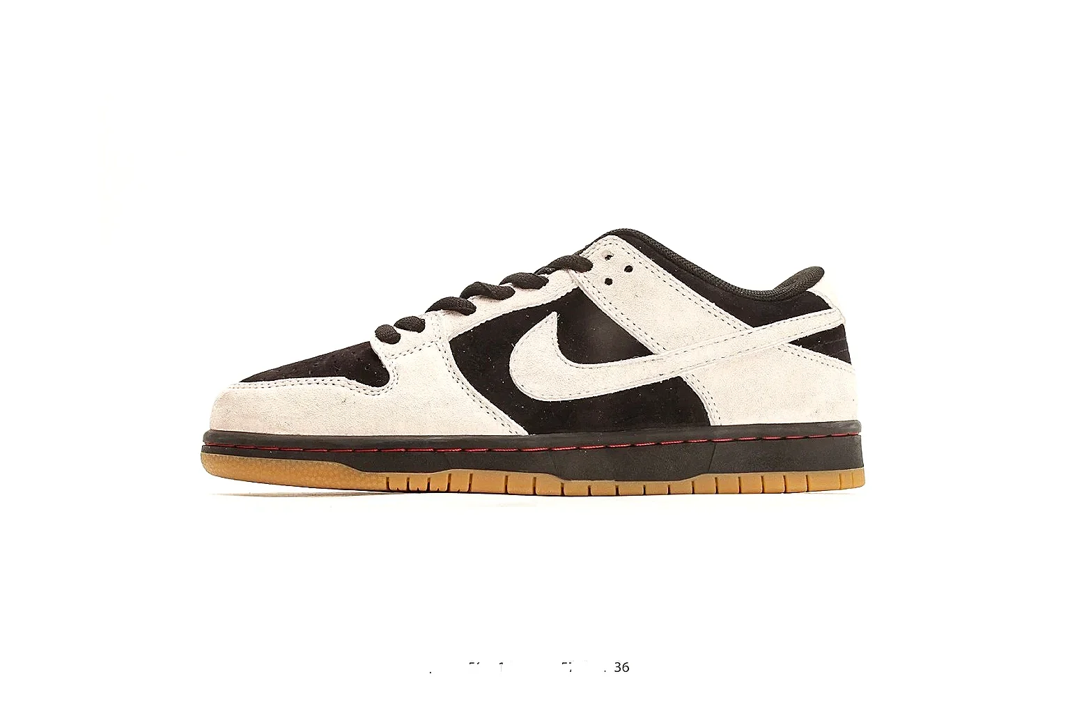 Nike Dunk Low Beige Black shopping brief photo showing beige and black leather panels, low Dunk shape, padded collar, and basketball-retro sole