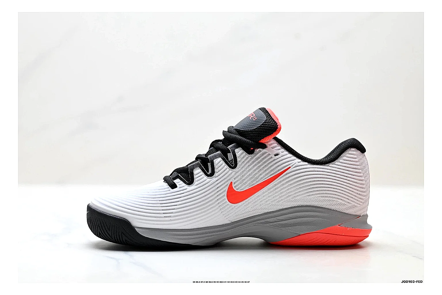 Nike Kd Trey White Red shopping brief photo showing white textile basketball upper, red accents, low modern court shape, and supportive sole thumbnail 5