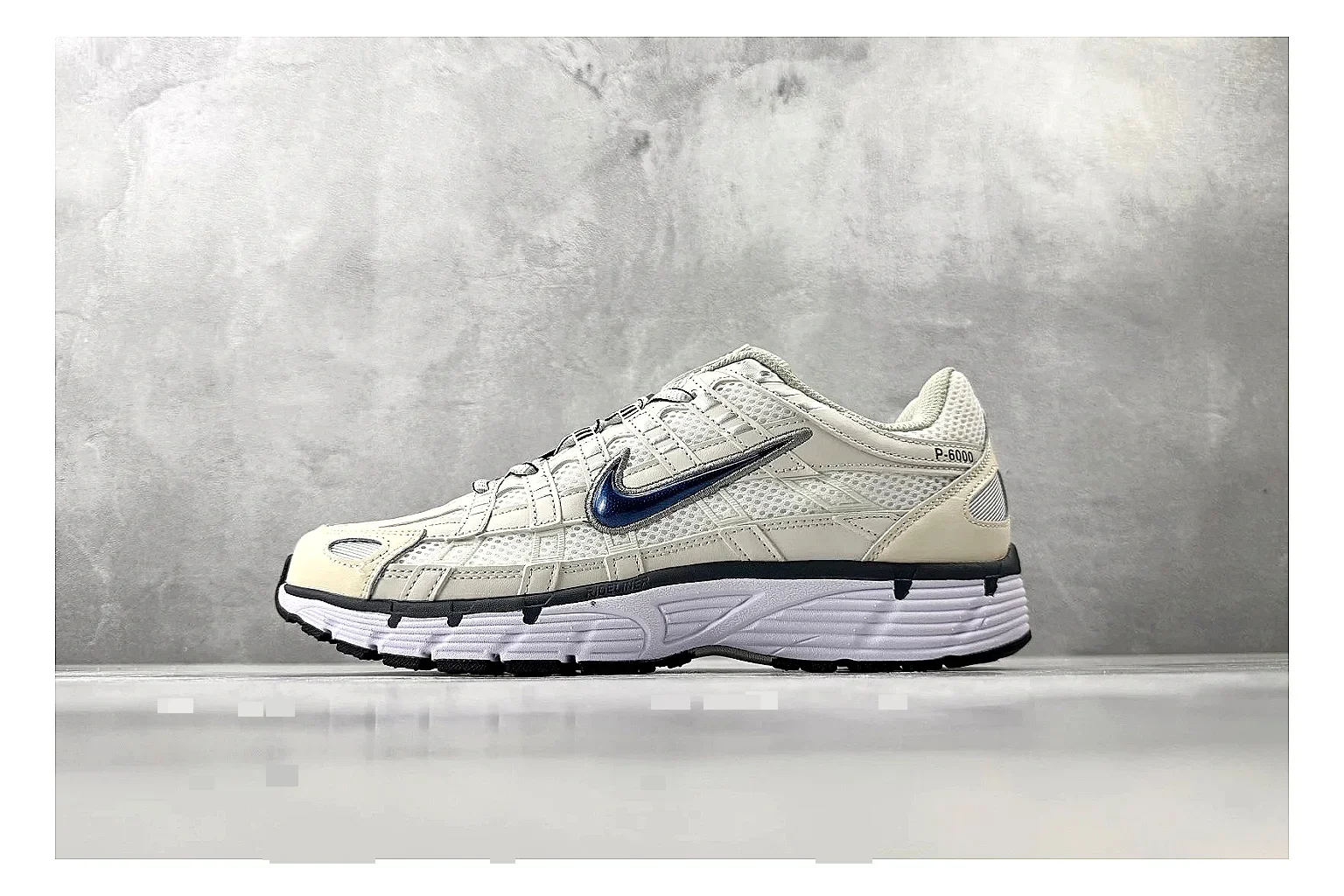 Nike P-6000 Cream Silver Sneaker shopping brief image showing silver cream p-6000 runner with mixed upper and runner shape
