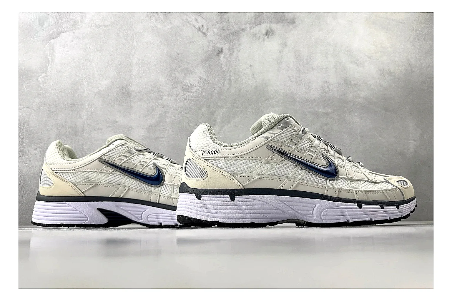 Nike P-6000 Cream Silver Sneaker shopping brief image showing silver cream p-6000 runner with mixed upper and runner shape thumbnail 3