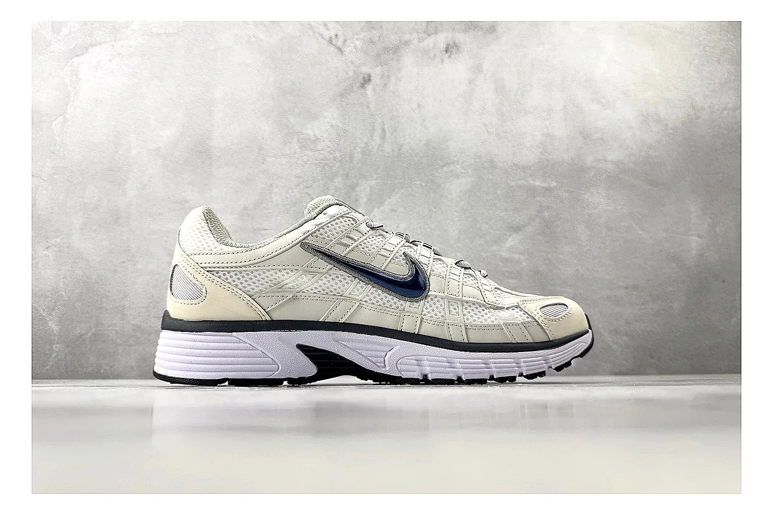 Nike P-6000 Cream Silver Sneaker shopping brief image showing silver cream p-6000 runner with mixed upper and runner shape thumbnail 4