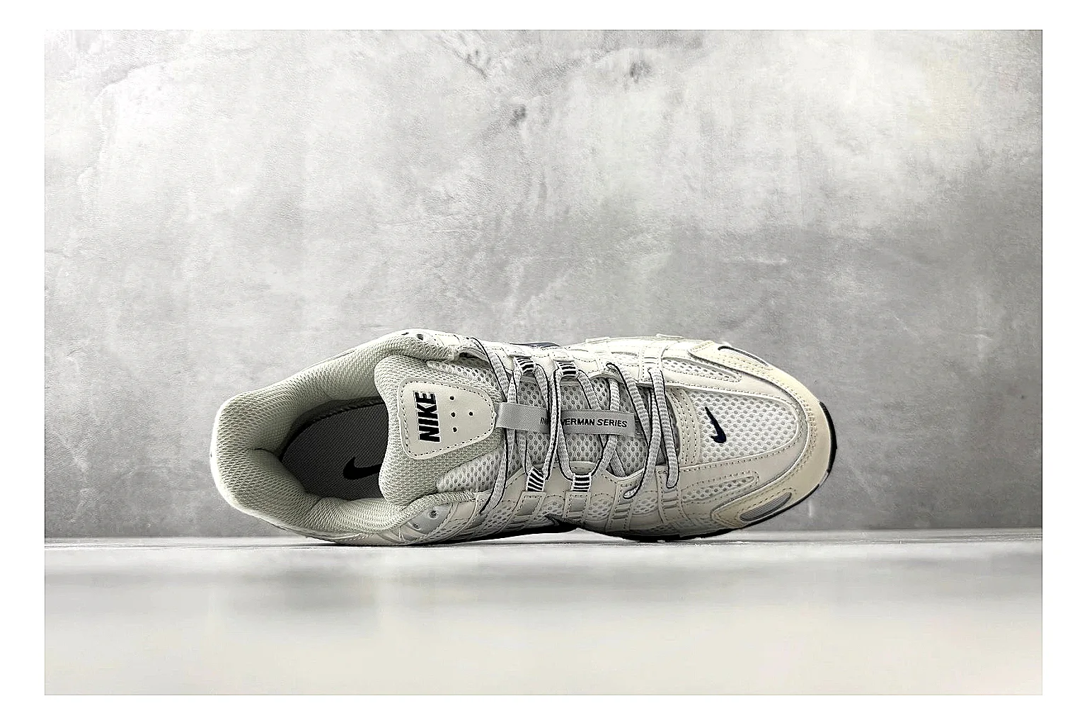 Nike P-6000 Cream Silver Sneaker shopping brief image showing silver cream p-6000 runner with mixed upper and runner shape thumbnail 5