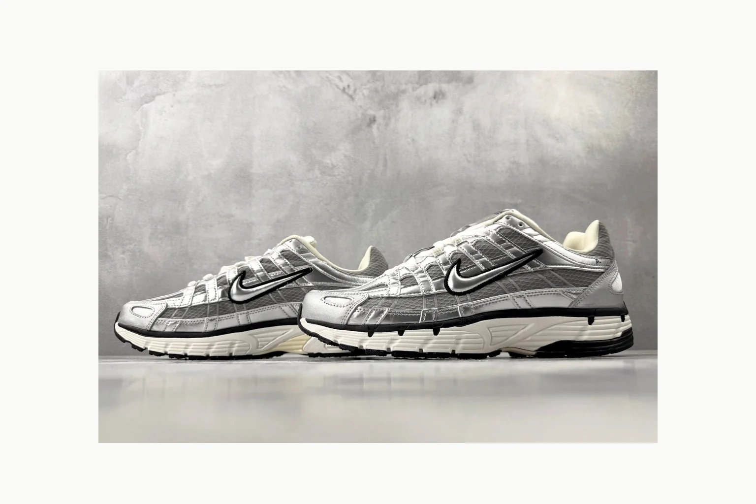 Nike P-6000 Silver Grey Sneaker shopping brief image showing grey silver p-6000 runner with mixed upper and runner shape thumbnail 2