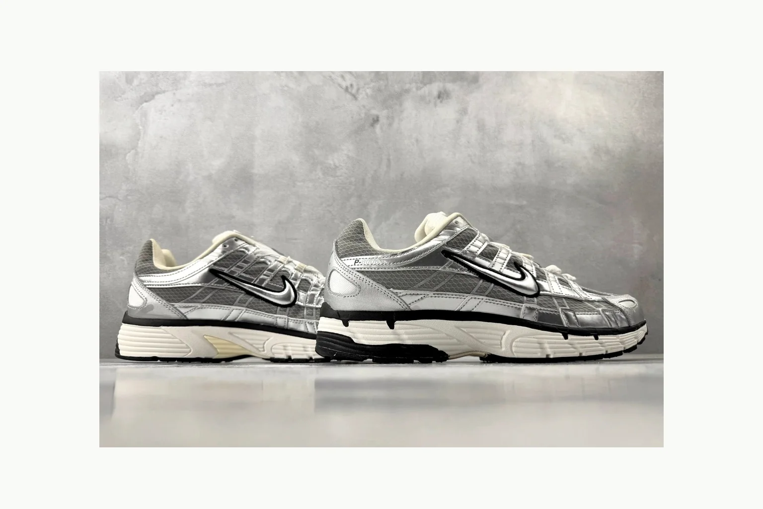 Nike P-6000 Silver Grey Sneaker shopping brief image showing grey silver p-6000 runner with mixed upper and runner shape thumbnail 3