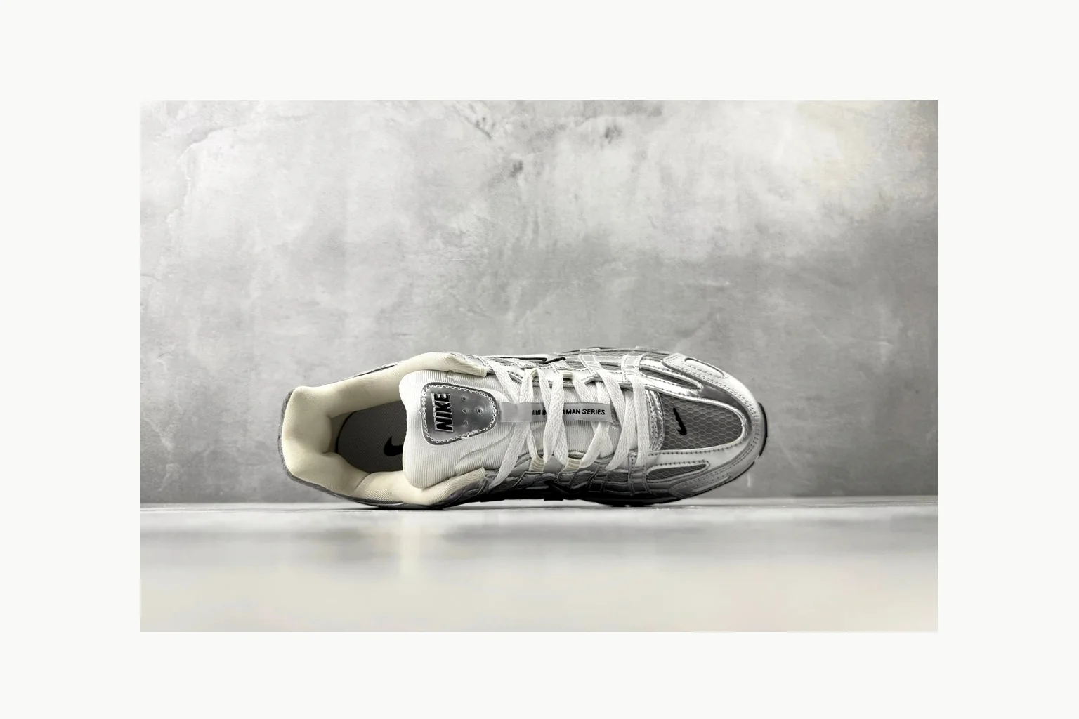Nike P-6000 Silver Grey Sneaker shopping brief image showing grey silver p-6000 runner with mixed upper and runner shape thumbnail 5