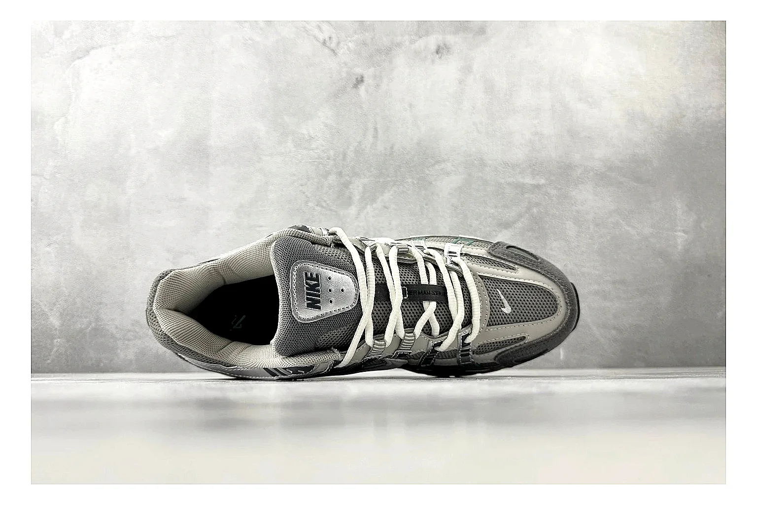 Nike P-6000 White Silver Sneaker shopping brief image showing white silver p-6000 runner with mixed upper and runner shape thumbnail 5