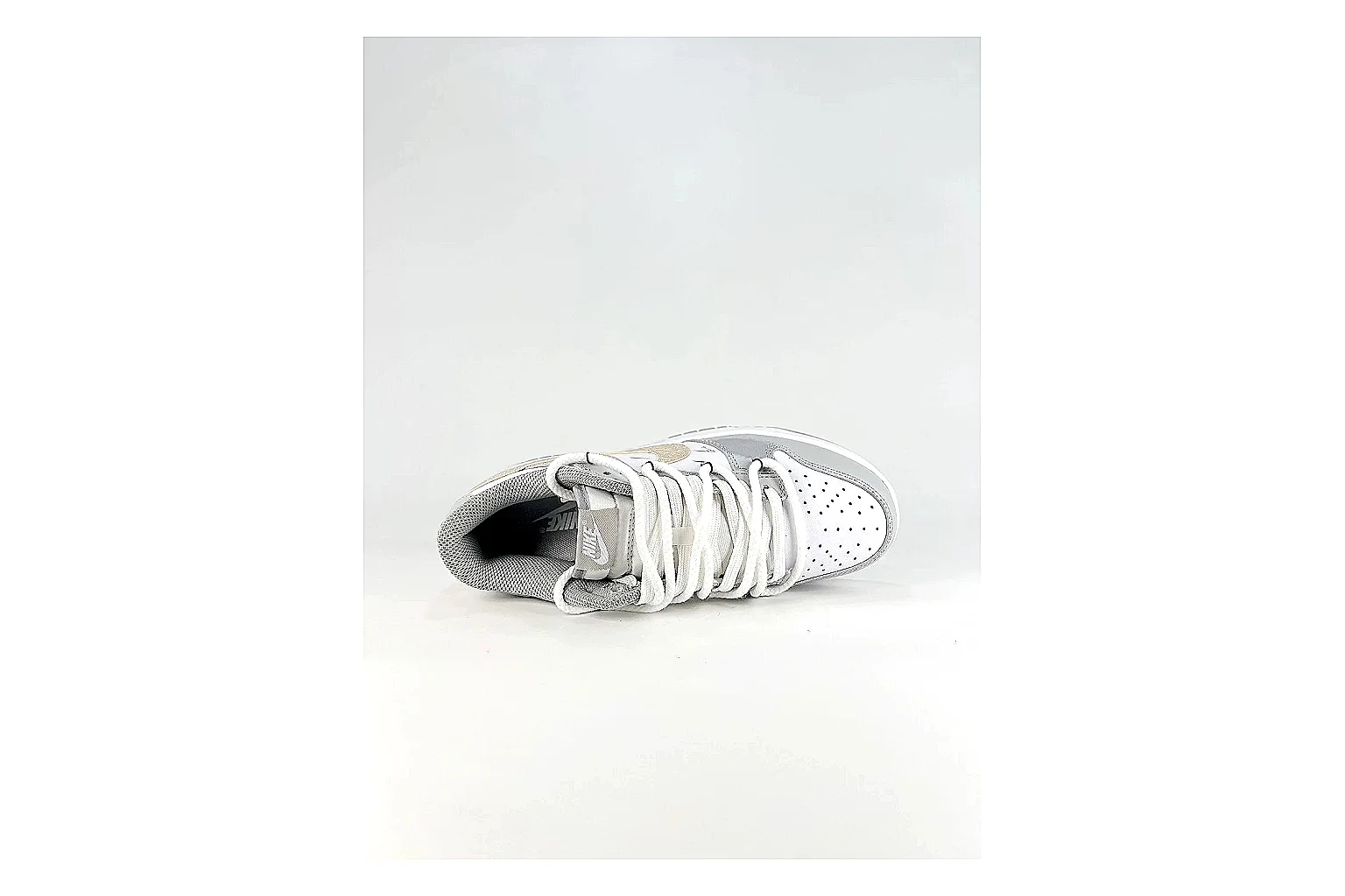 Nike Silver Runner Silver Gold shopping brief photo showing silver synthetic-mesh upper, gold accent details, modern runner shape, and cushioned sole thumbnail 3