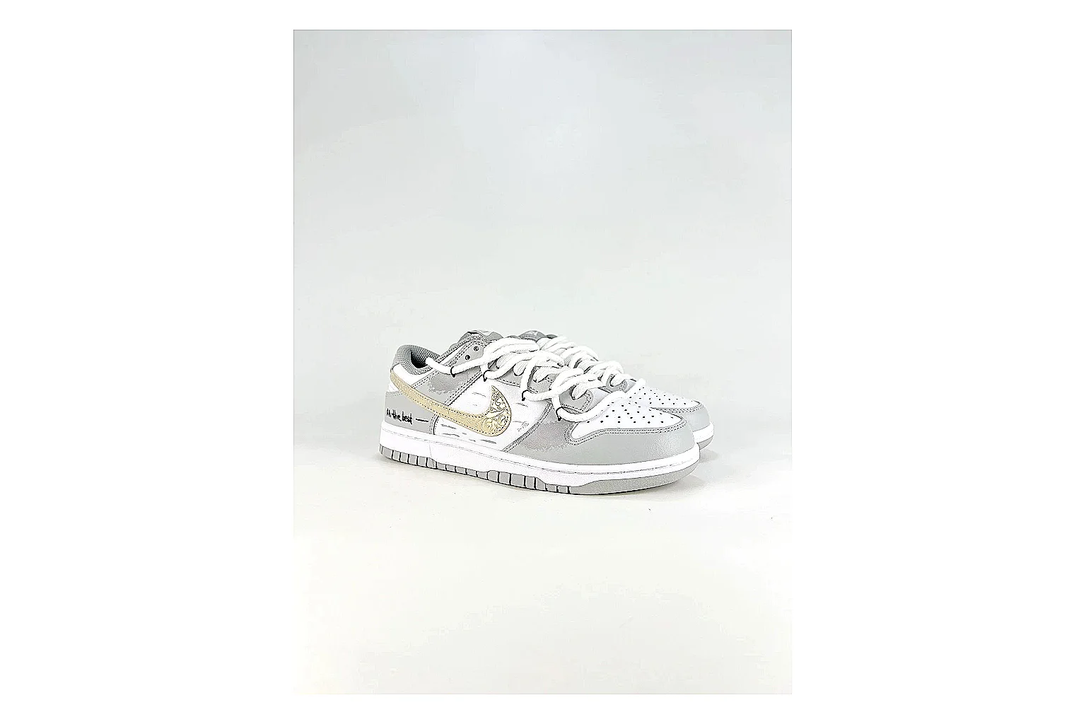 Nike Silver Runner Silver Gold shopping brief photo showing silver synthetic-mesh upper, gold accent details, modern runner shape, and cushioned sole thumbnail 5