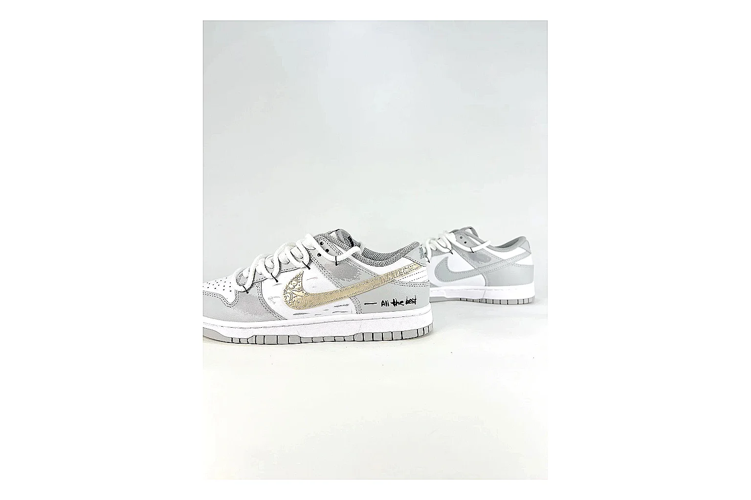 Nike Silver Runner Silver Gold shopping brief photo showing silver synthetic-mesh upper, gold accent details, modern runner shape, and cushioned sole thumbnail 6