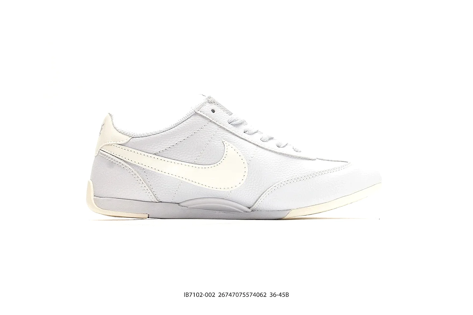 Nike Sprint White Cream Sneakers shopping brief image showing white cream low-top sneakers with leather texture, side-profile shape, upper panel lines, and outsole detail thumbnail 4