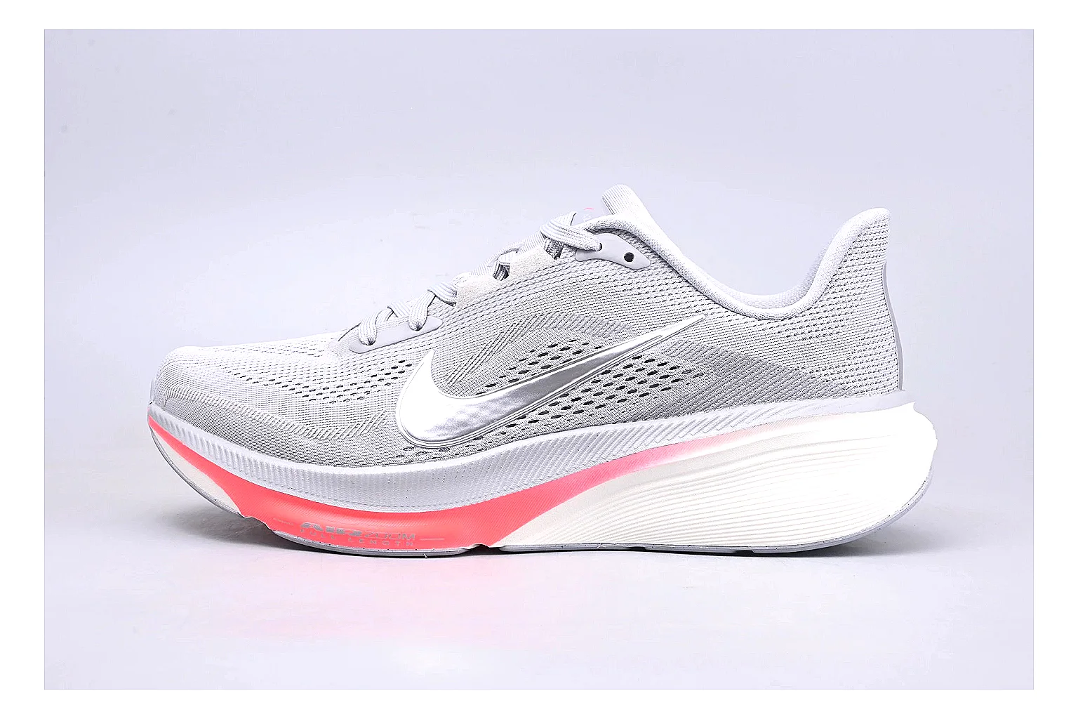 Nike Air Zoom Vomero White Pink shopping brief image showing white pink vomero runner with mixed upper and runner shape