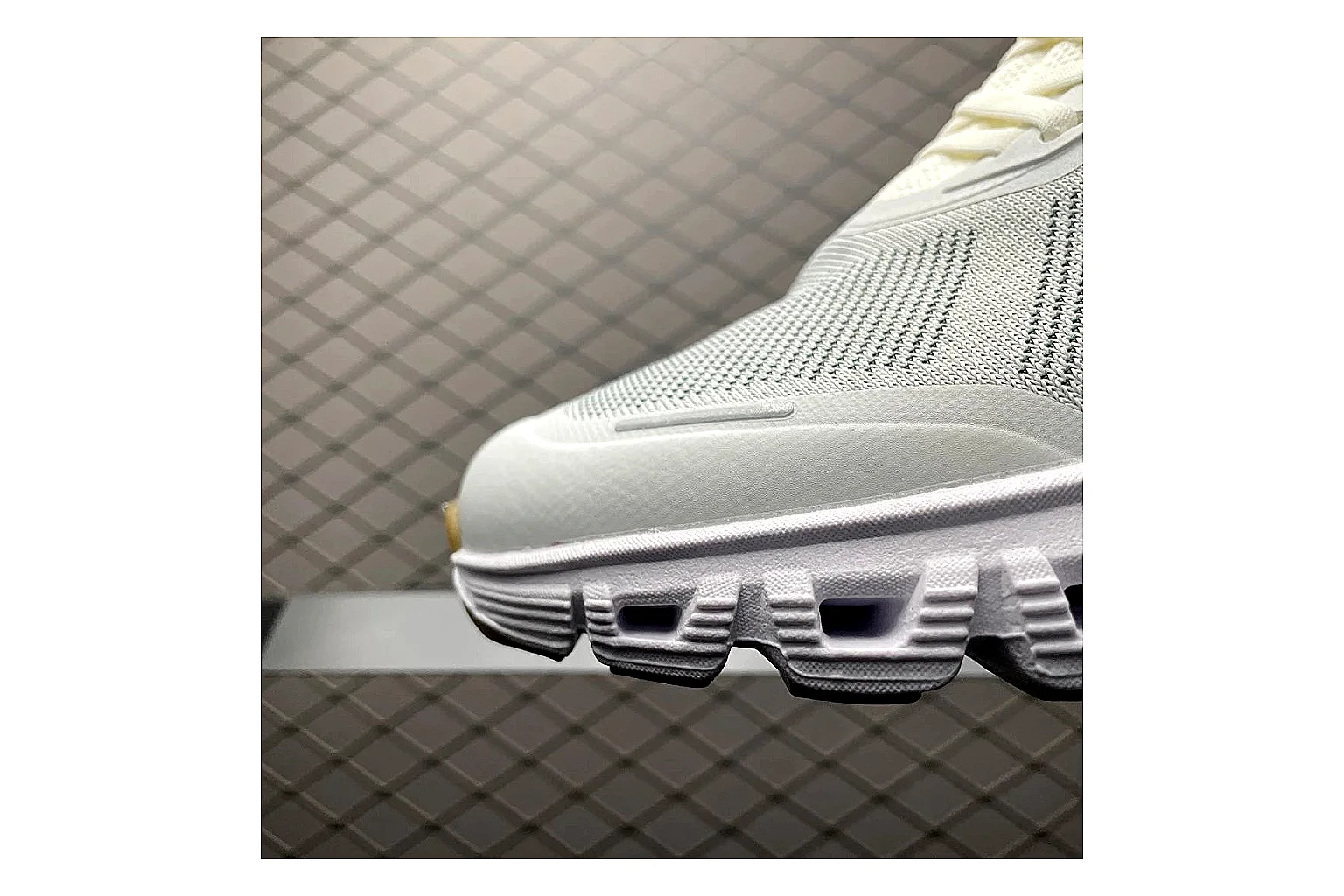 On Cloud 6 White Grey Sneaker shopping brief image showing white grey cloud 6 runner with mixed upper and trainer shape thumbnail 3