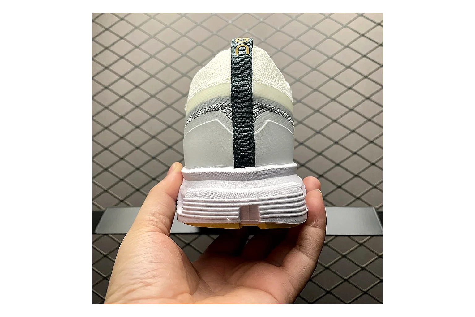 On Cloud 6 White Grey Sneaker shopping brief image showing white grey cloud 6 runner with mixed upper and trainer shape thumbnail 4