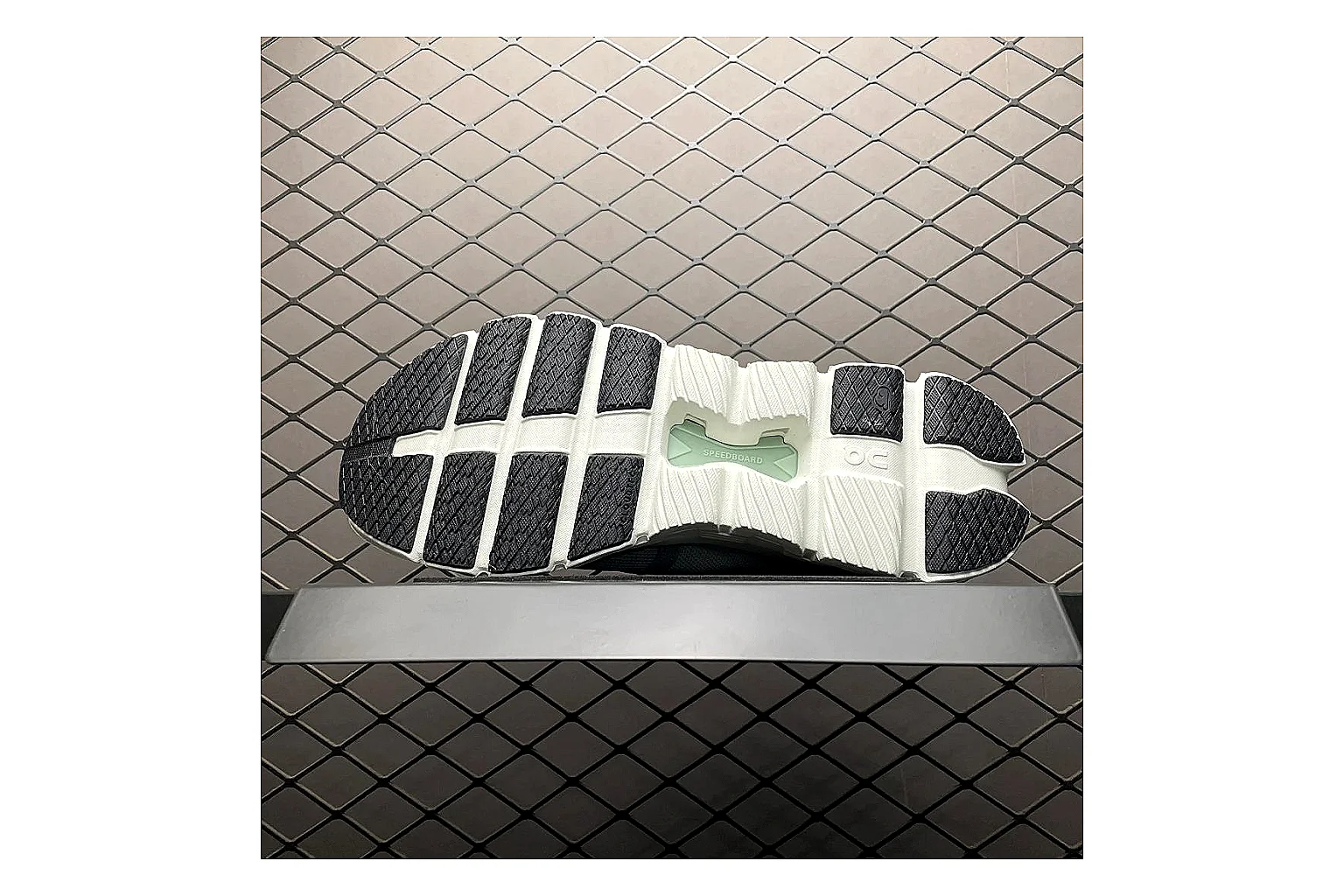On Cloud X Grey Green Sneaker shopping brief image showing grey green cloud x trainer with mixed upper and trainer shape thumbnail 2