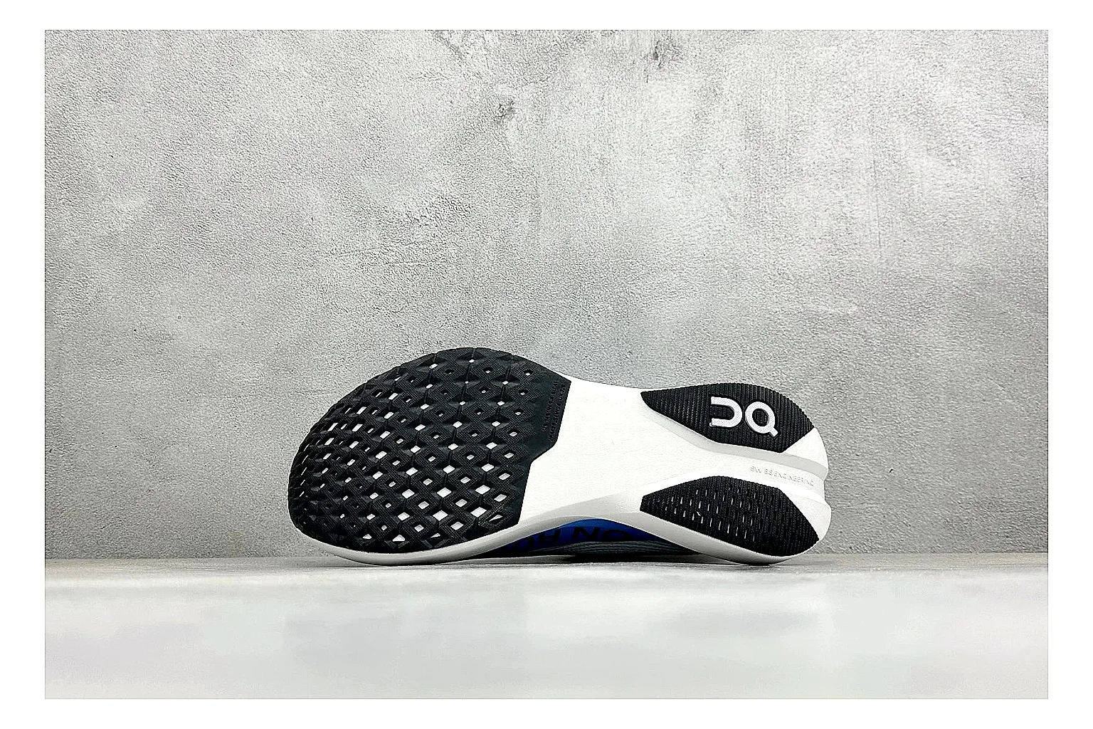 On Cloudboom White Blue shopping brief photo showing white performance mesh, blue gradient accents, slim racing profile, and segmented CloudTec sole thumbnail 2