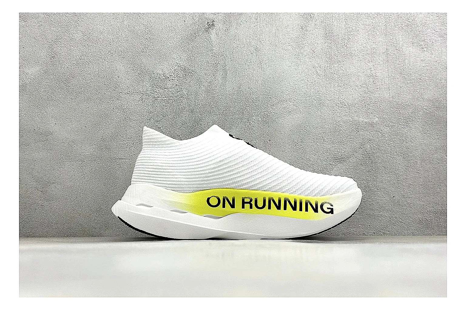 On Cloudboom White Lime shopping brief photo showing white performance mesh, lime gradient accents, slim racing profile, and segmented CloudTec sole thumbnail 4