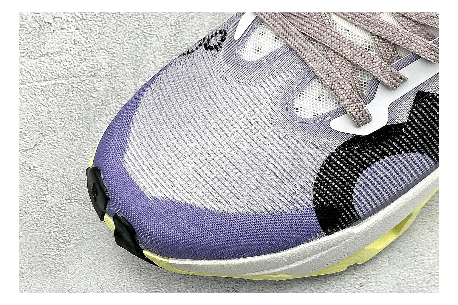 On Cloudmonster Lavender Lime shopping brief photo showing lavender runner upper, lime accent hits, oversized CloudTec pod sole, and soft technical color mix thumbnail 3