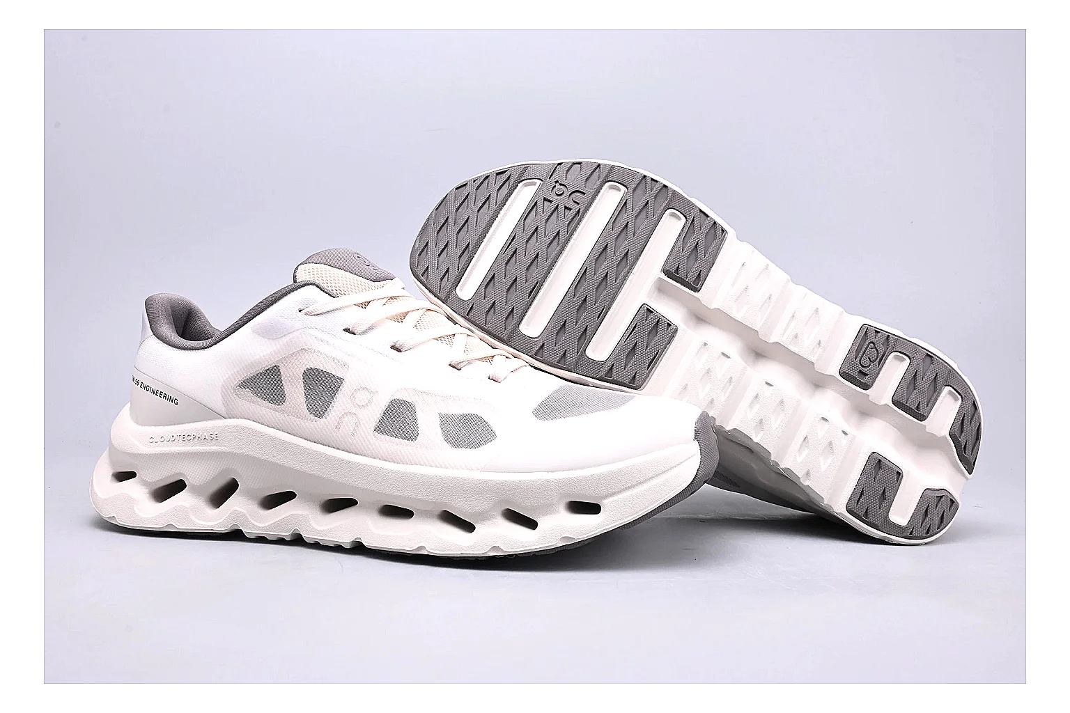 On Cloudtilt White Grey Sneaker shopping brief image showing white grey cloudtilt lifestyle trainer with mixed upper and trainer shape thumbnail 3