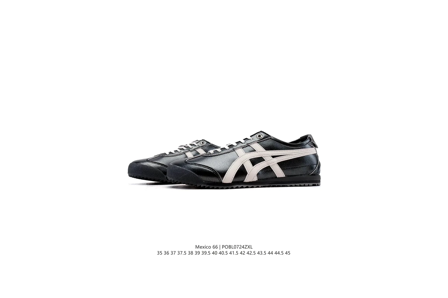 Onitsuka Tiger Mexico 66 Black Silver slim retro low top six photo view thumbnail 4