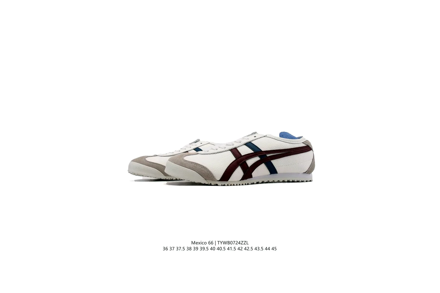 Onitsuka Tiger Mexico 66 White Navy Burgundy slim retro low top six photo view thumbnail 4