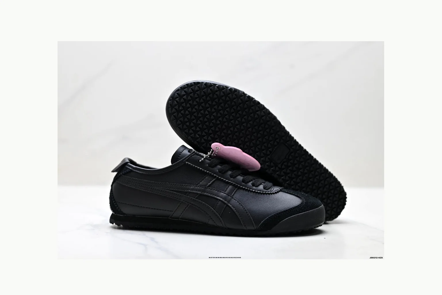 Onitsuka Tiger Black Leather Sneaker shopping brief image showing black black leather retro low-top with leather upper and low top shape thumbnail 2