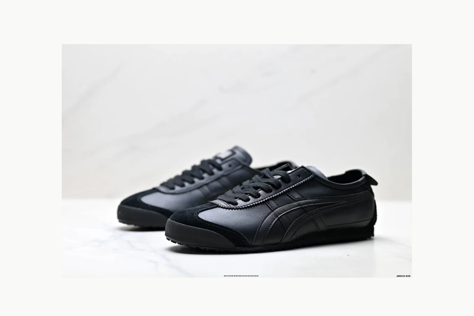 Onitsuka Tiger Black Leather Sneaker shopping brief image showing black black leather retro low-top with leather upper and low top shape thumbnail 6