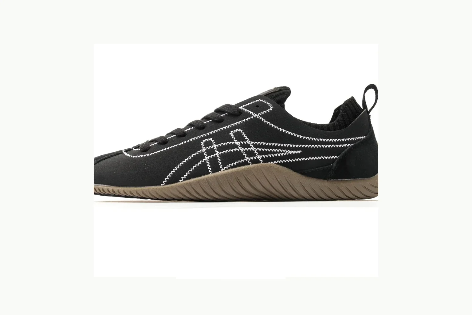 Onitsuka Tiger Black Gum Sneaker shopping brief image showing black gum black gum retro low-top with mixed upper and low top shape