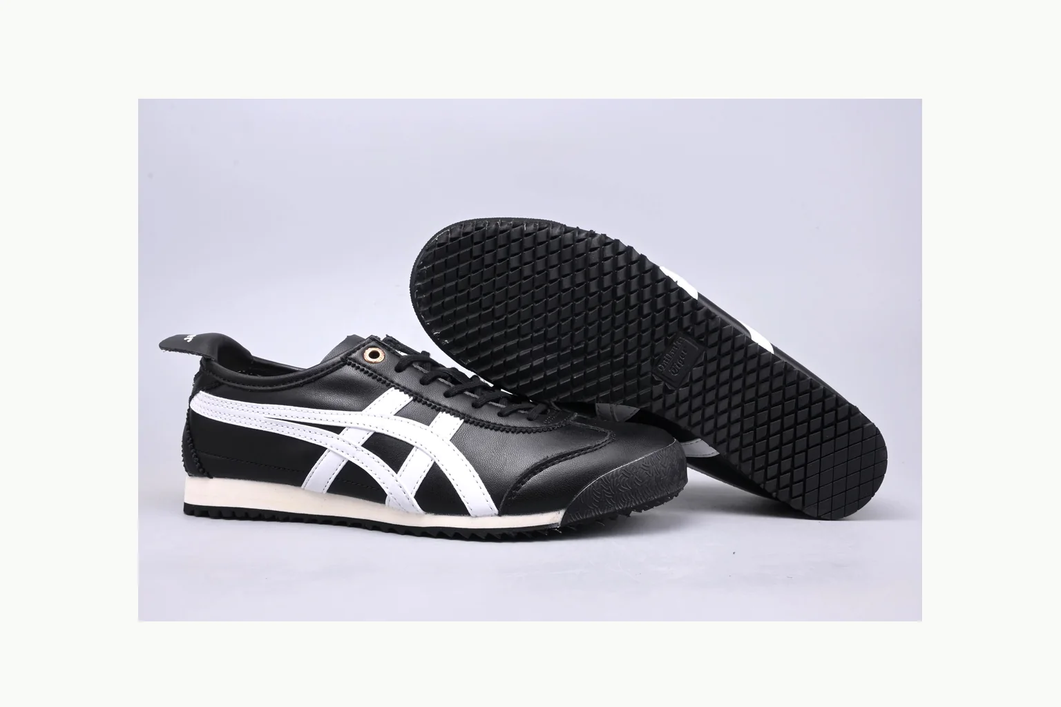 Onitsuka Tiger Black White Sneaker shopping brief image showing white black onitsuka tiger with mixed upper and low top shape thumbnail 3