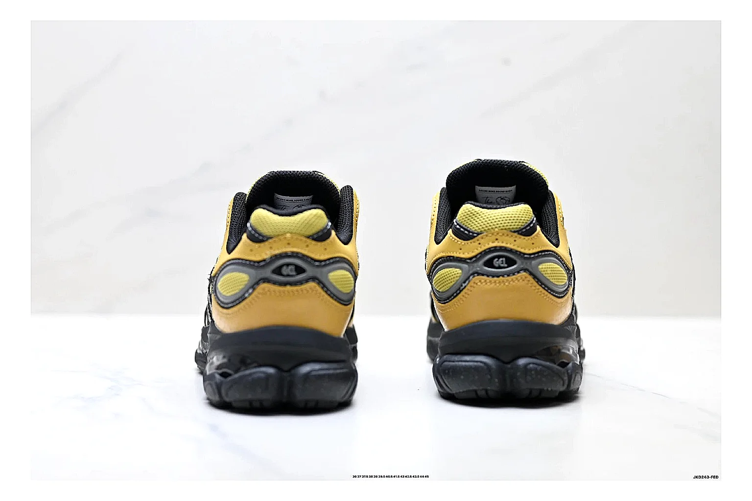Onitsuka Tiger GEL-C 2.0 Yellow Black Sneakers shopping brief image showing yellow black mesh runner sneakers with mesh-leather texture, side-profile shape, upper panel lines, and outsole detail thumbnail 6