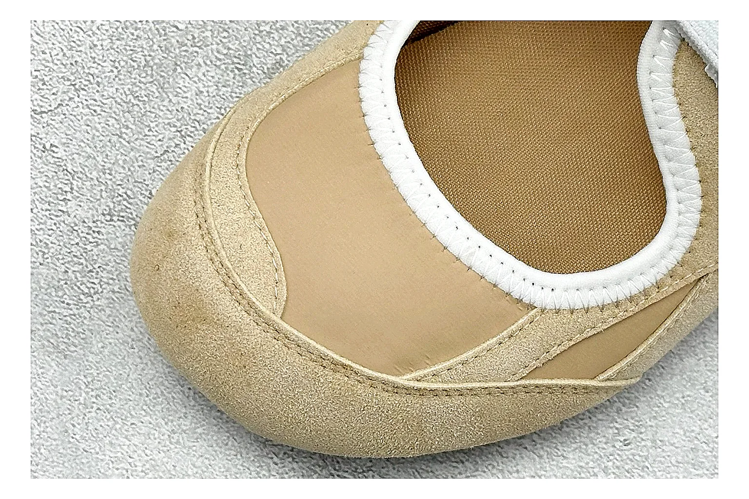 Onitsuka Tiger Mexico 66 Beige Mary Jane shopping brief photo showing beige low sneaker body, slim Mary Jane strap, Onitsuka side stripes, and flat retro sole thumbnail 3