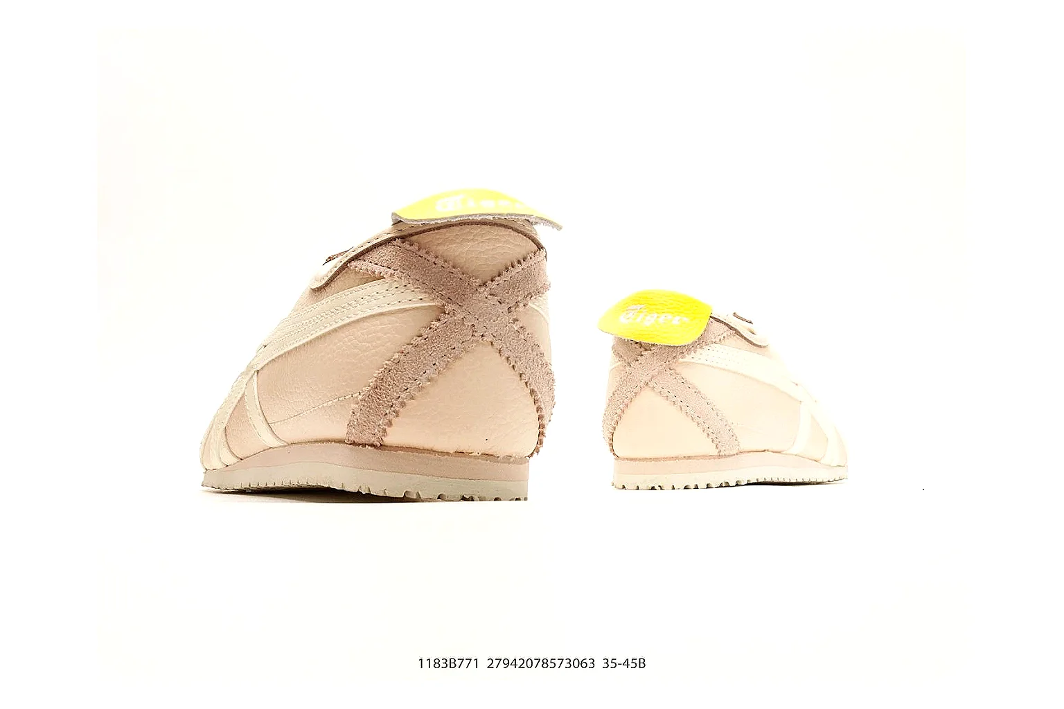 Onitsuka Tiger Mexico 66 Cream Yellow Sneakers shopping brief image showing cream yellow low-top sneakers with leather texture, side-profile shape, upper panel lines, and outsole detail thumbnail 6