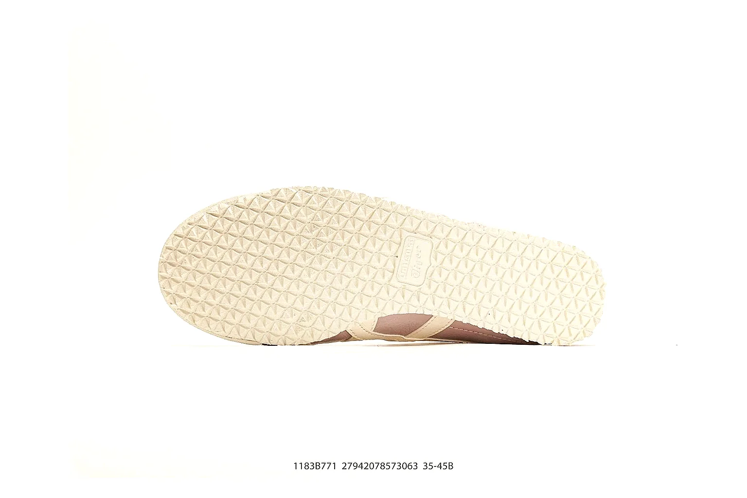 Onitsuka Tiger Mexico 66 Pink White Sneakers shopping brief image showing pink white low-top sneakers with leather texture, side-profile shape, upper panel lines, and outsole detail thumbnail 2