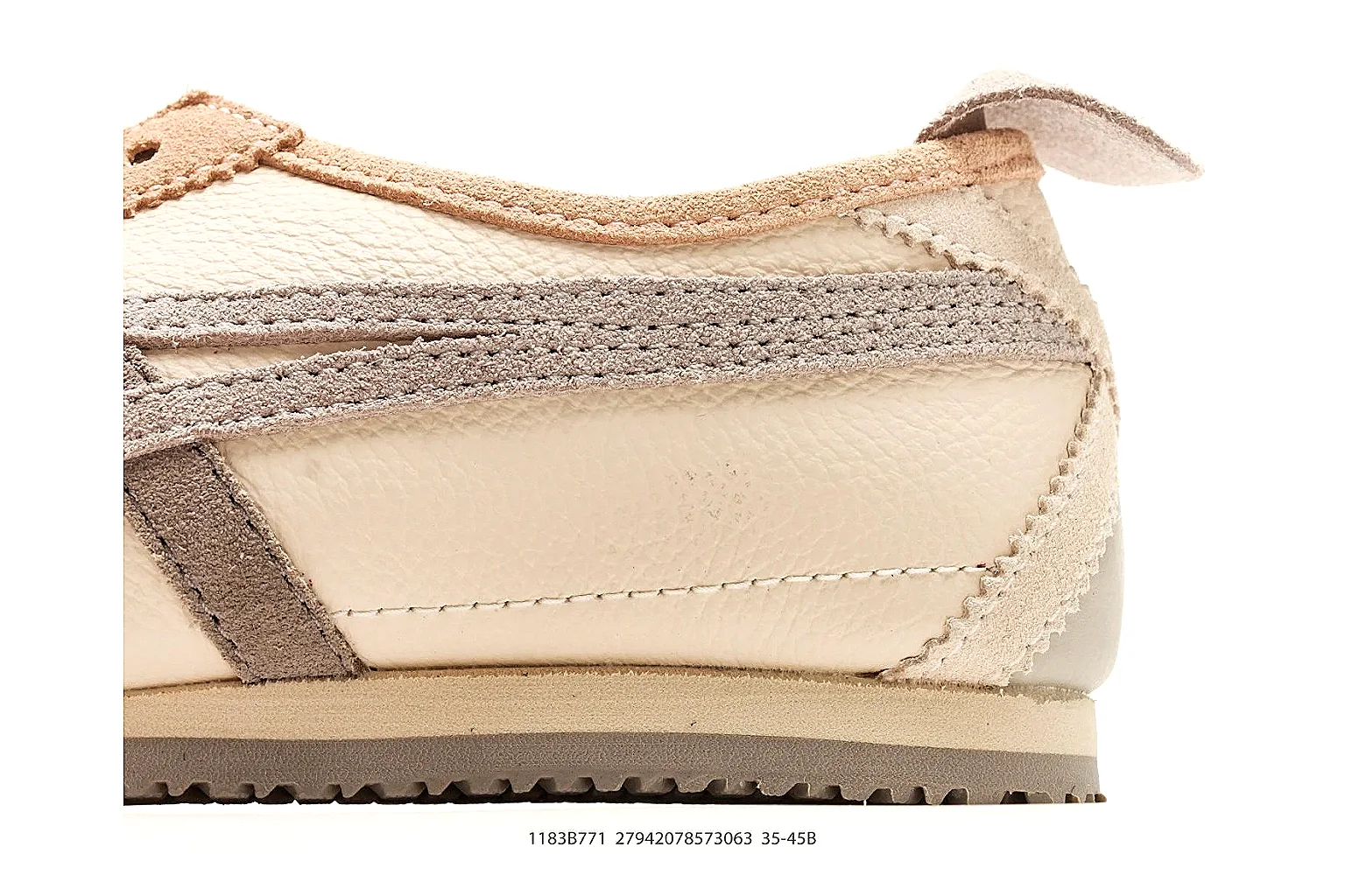 Onitsuka Tiger Mexico 66 Tan Brown Sneakers shopping brief image showing tan brown low-top sneakers with leather texture, side-profile shape, upper panel lines, and outsole detail thumbnail 3