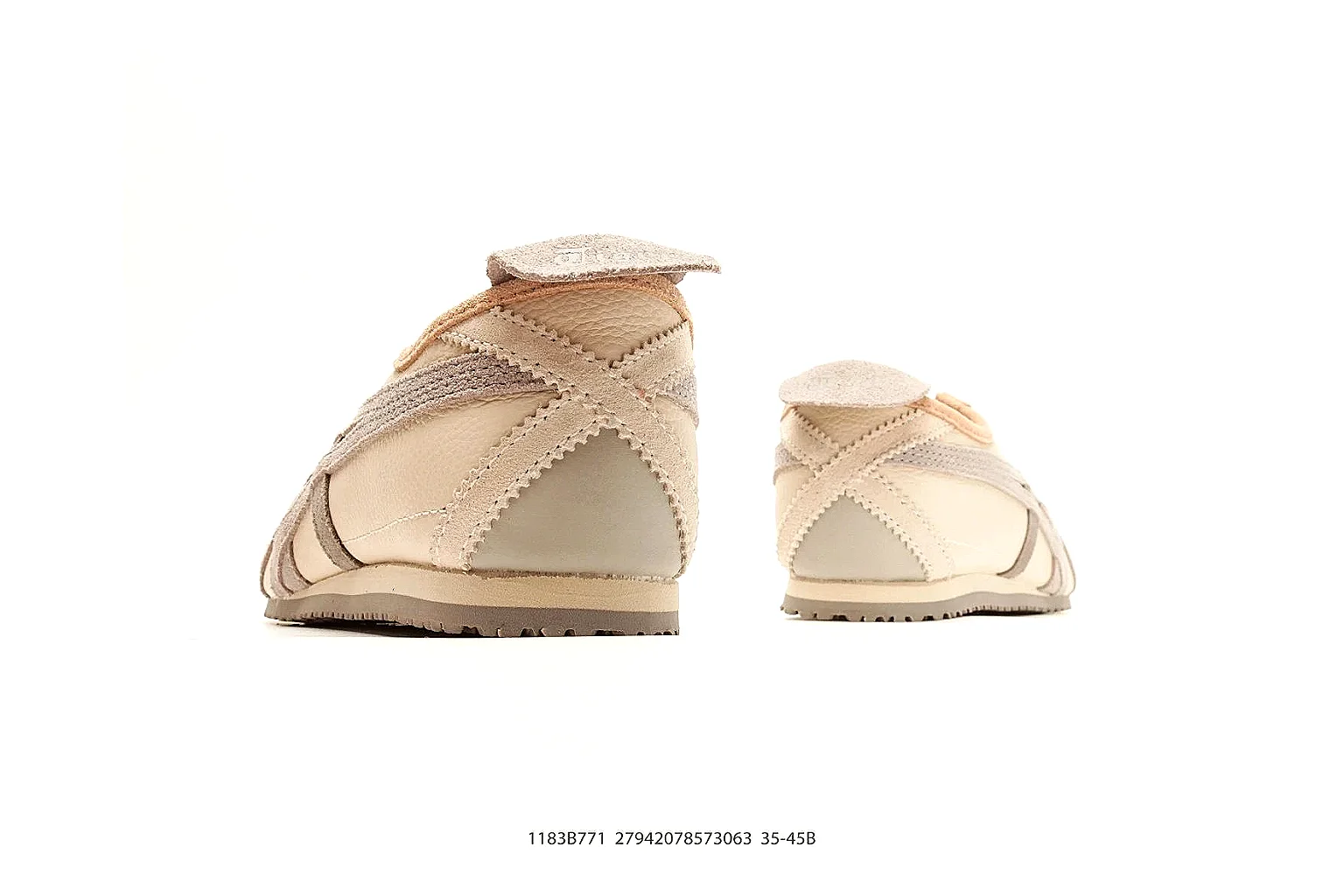 Onitsuka Tiger Mexico 66 Tan Brown Sneakers shopping brief image showing tan brown low-top sneakers with leather texture, side-profile shape, upper panel lines, and outsole detail thumbnail 6