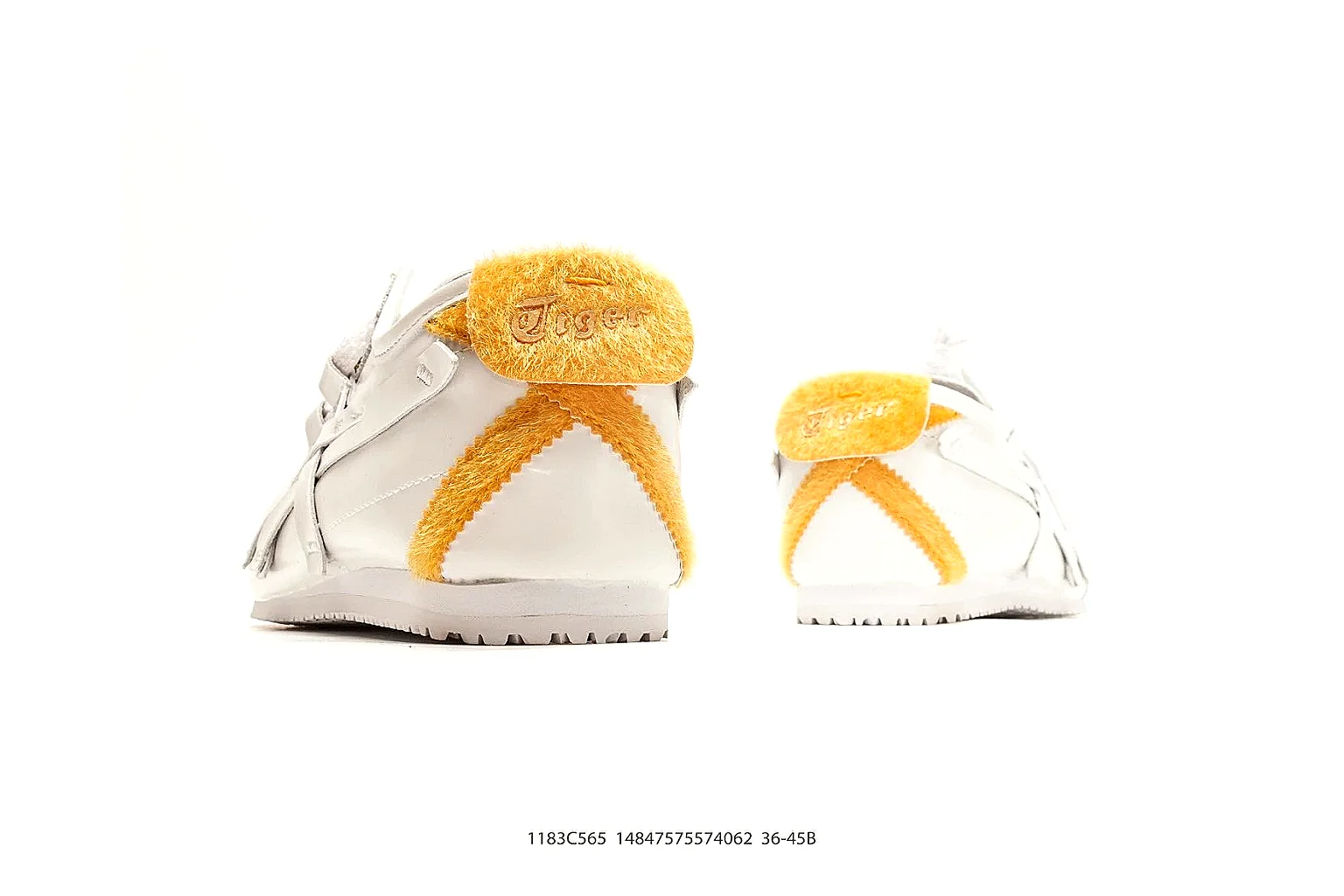 Onitsuka Tiger Mexico 66 White Yellow shopping brief photo showing white leather low-top upper, yellow Onitsuka side stripes, slim retro runner profile, and flat sole thumbnail 6