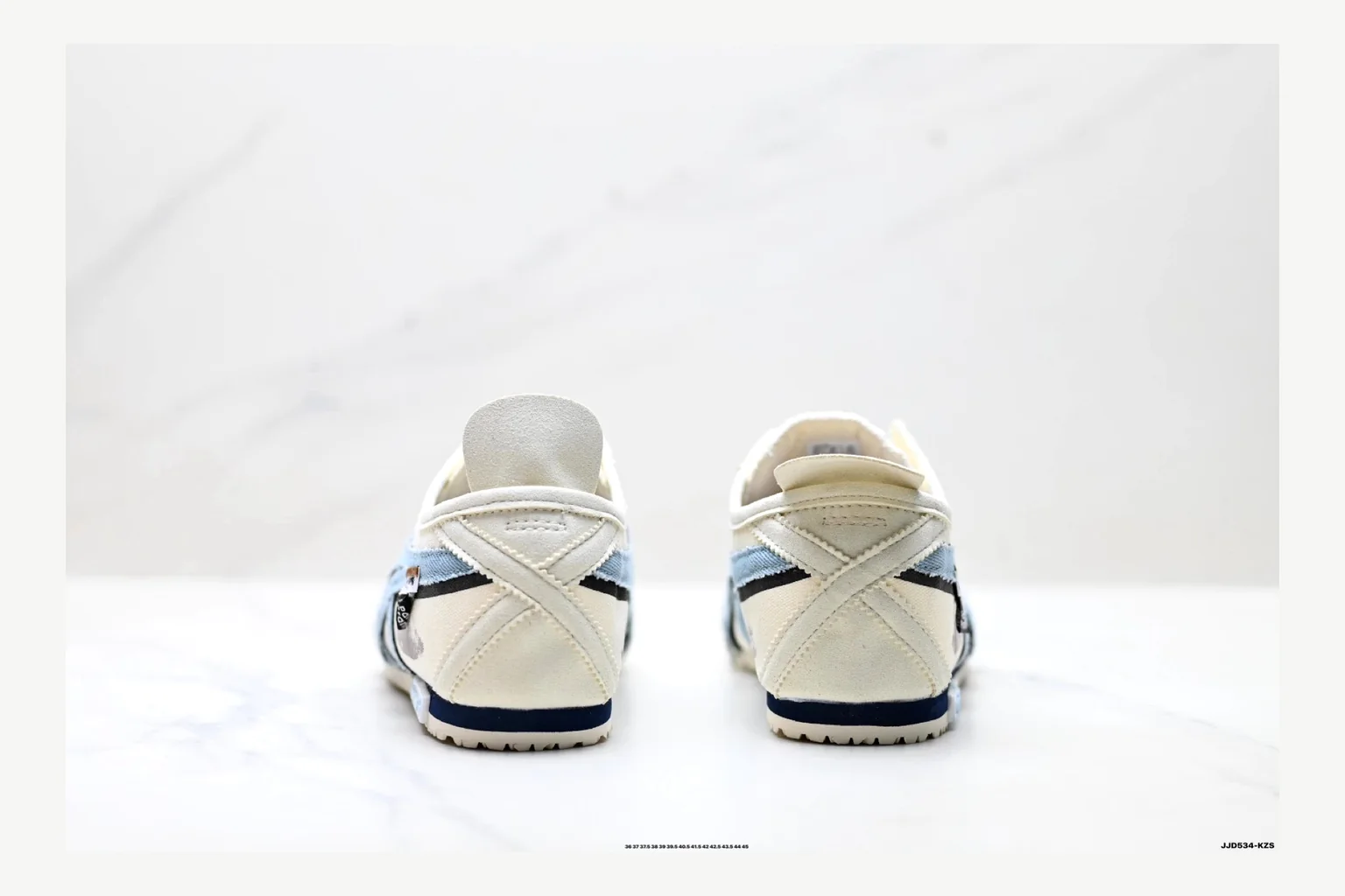 Onitsuka Tiger White Blue Sneaker shopping brief image showing white blue retro stripe low-top with mixed-material upper and low-profile shape thumbnail 3
