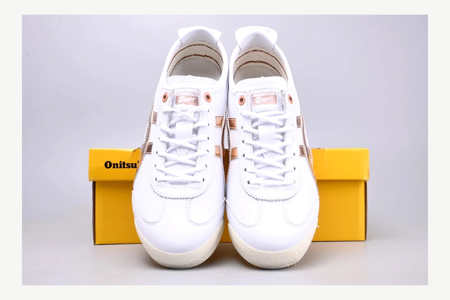 Onitsuka Tiger White Brown Sneaker shopping brief image showing white brown retro stripe low-top with mixed-material upper and low-profile shape thumbnail 2